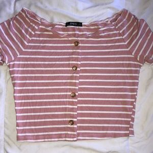 Pink and white crop top